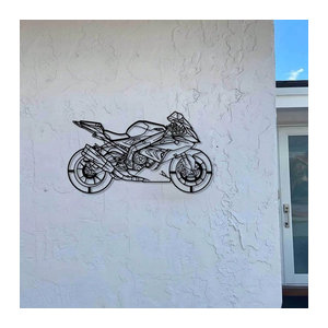 DDPNKL Motorrad Wandkunst aus Metall im Bohemian Stil, schwarze Metall-Skulptur zur Wandmontage für Garten, Terrasse und Wohnzimmer