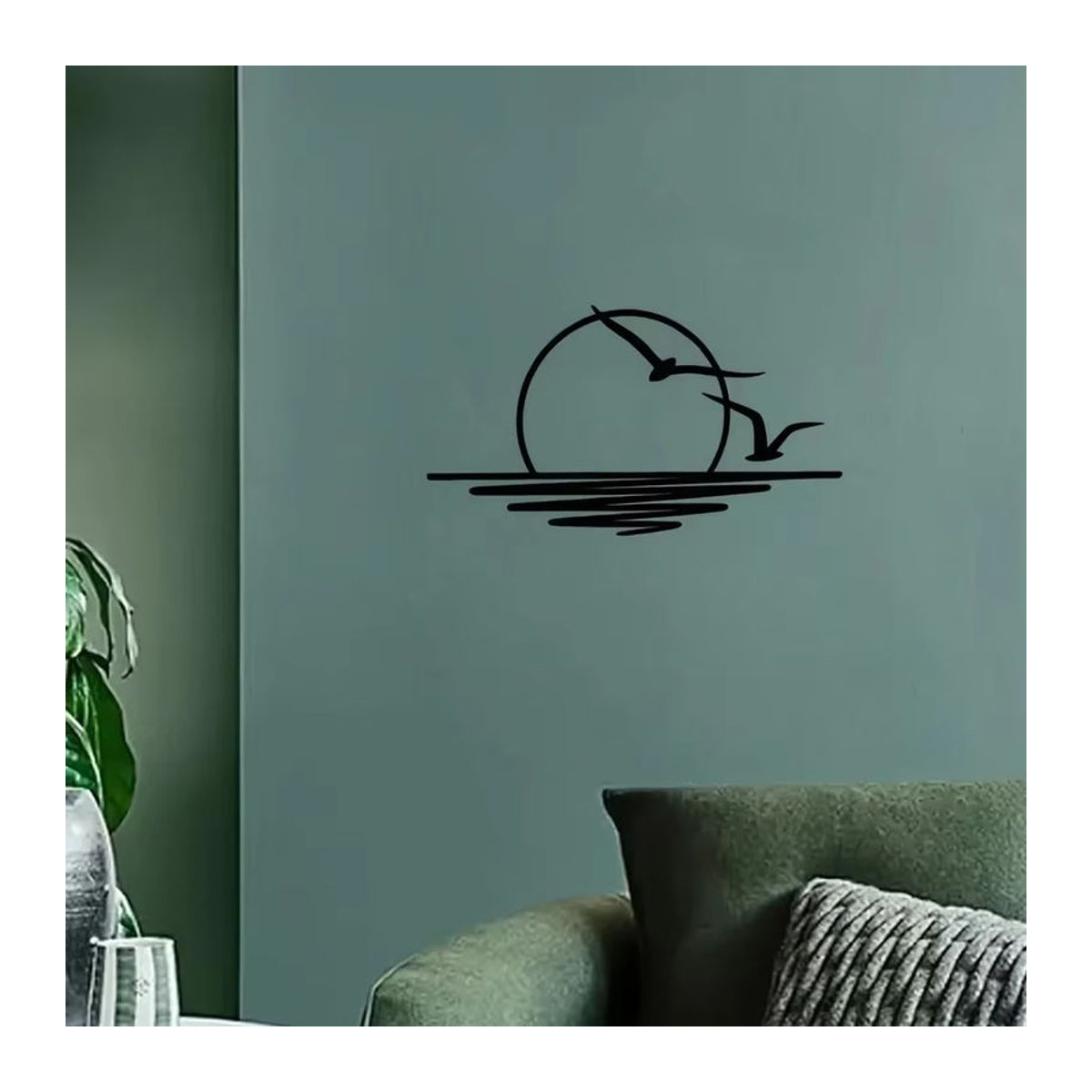 DDPNKL Wanddekoration aus Metall mit Sonnenaufgang und Vögeln, Schwarz, Klassische Wandkunst für dein Wohnzimmer - Bild 4