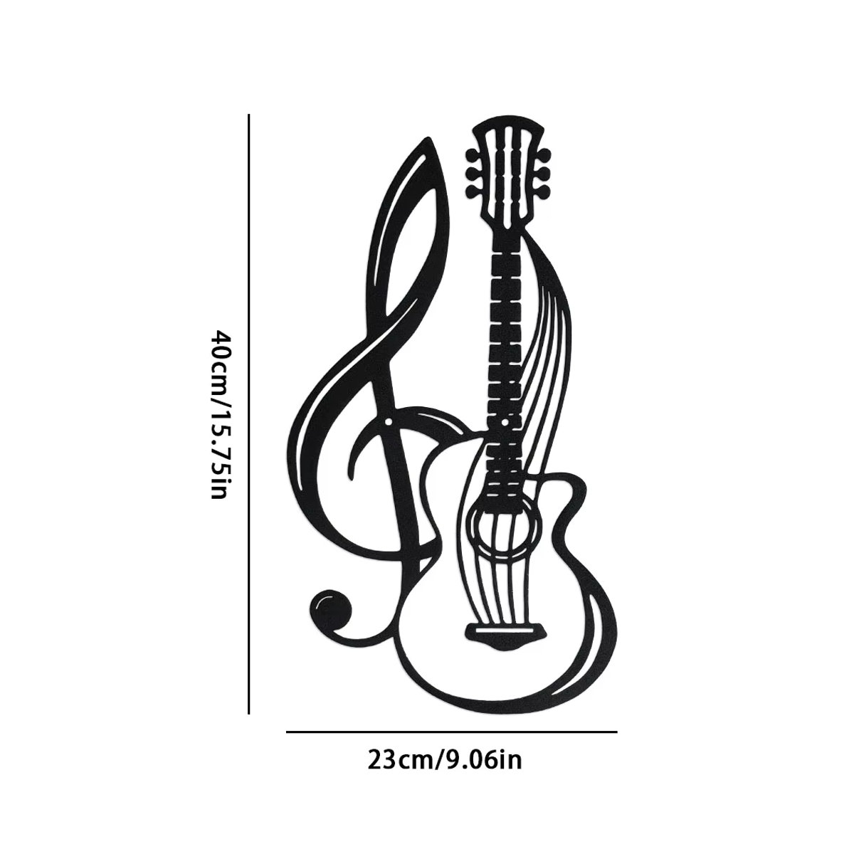 DDPNKL Wandkunst aus Metall in Form eines Violinschlüssels und einer Gitarre, Schwarz, minimalistisches Design für die Wandmontage - Bild 7