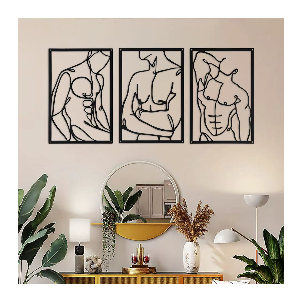 DDPNKL Wandkunst aus Metall in Schwarz: Minimalistisches und abstraktes Wanddekor für dein Zuhause - Bild 2