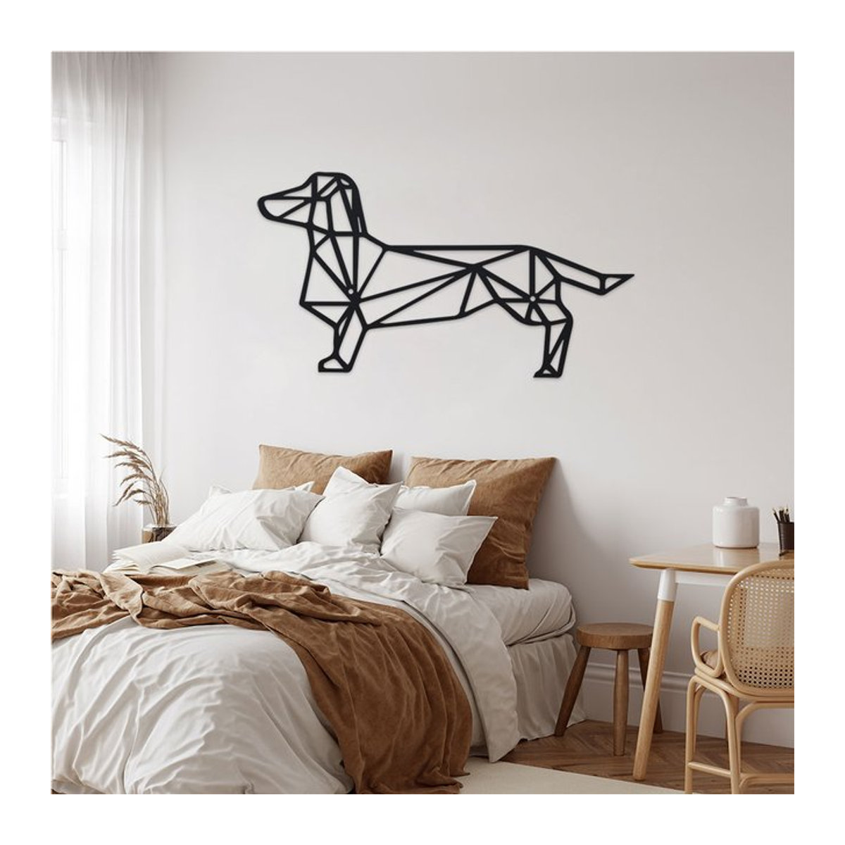 DDPNKL Wandkunst Dackel aus Metall in Schwarz – Minimalistisches Hundesilhouetten-Design für Innen- und Außenbereich - Bild 1