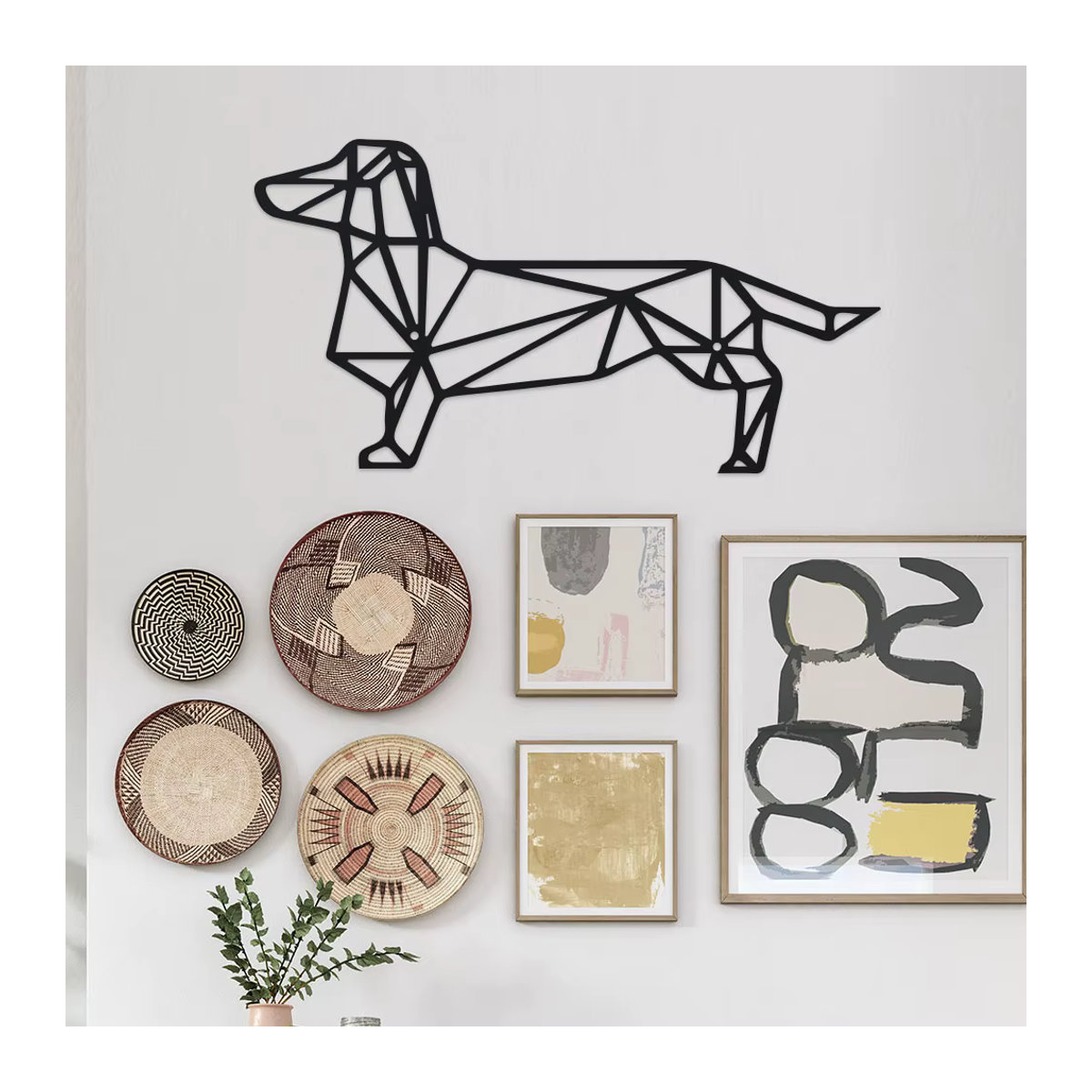 DDPNKL Wandkunst Dackel aus Metall in Schwarz – Minimalistisches Hundesilhouetten-Design für Innen- und Außenbereich - Bild 2