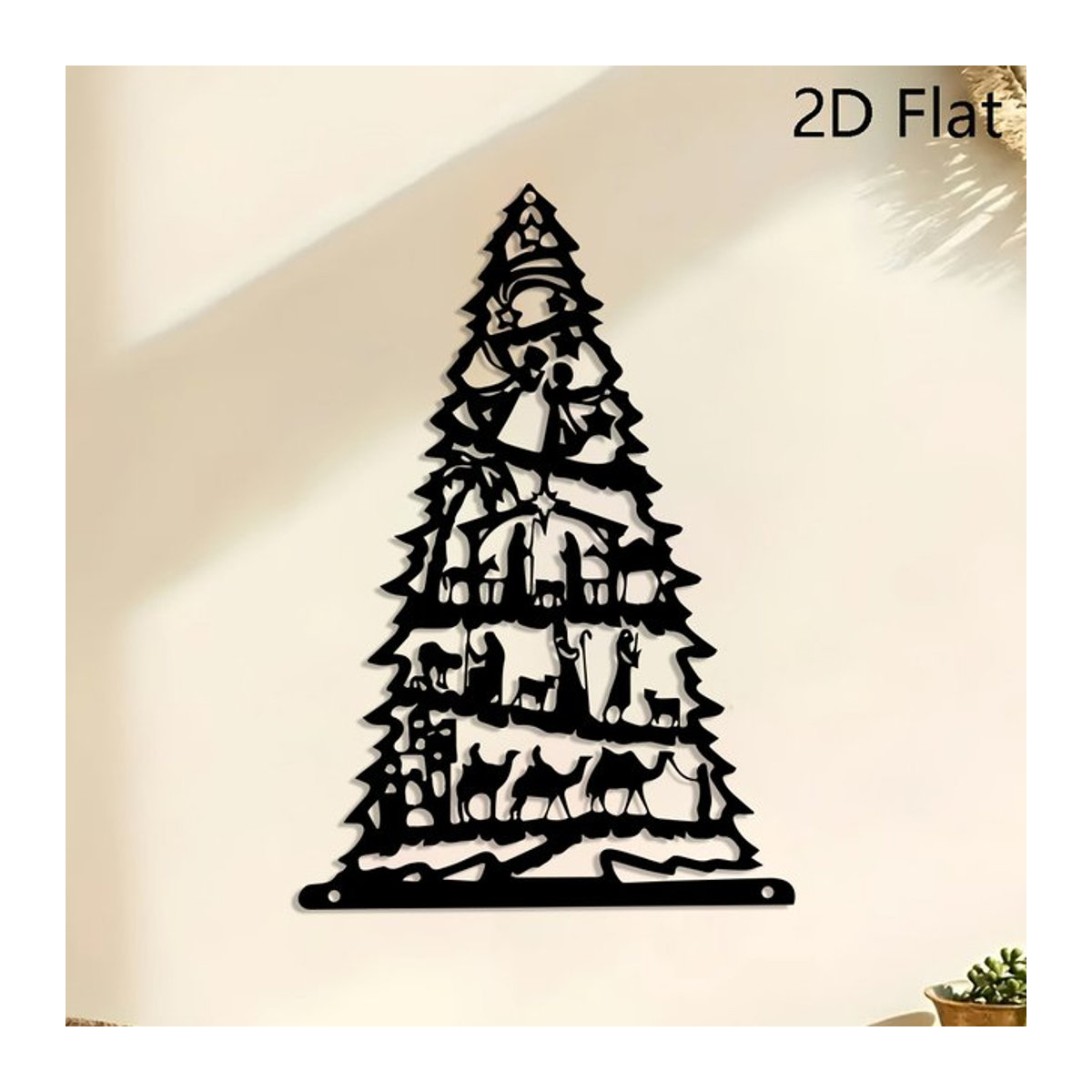 DDPNKL Weihnachtsbaum-Hängeornament aus Metall im böhmischen Stil mit Schäferhund und Weisen in Schwarz - Bild 1