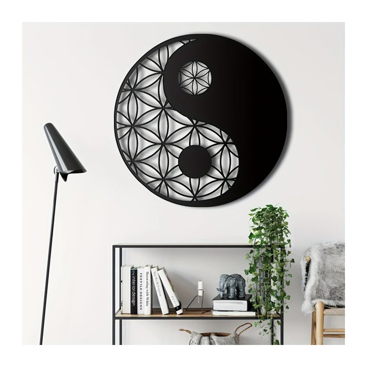 DDPNKL Yin-Yang Wanddekoration aus Metall in Schwarz, geometrische Zen-Wandkunst für eine minimalistische Ästhetik - Bild 1
