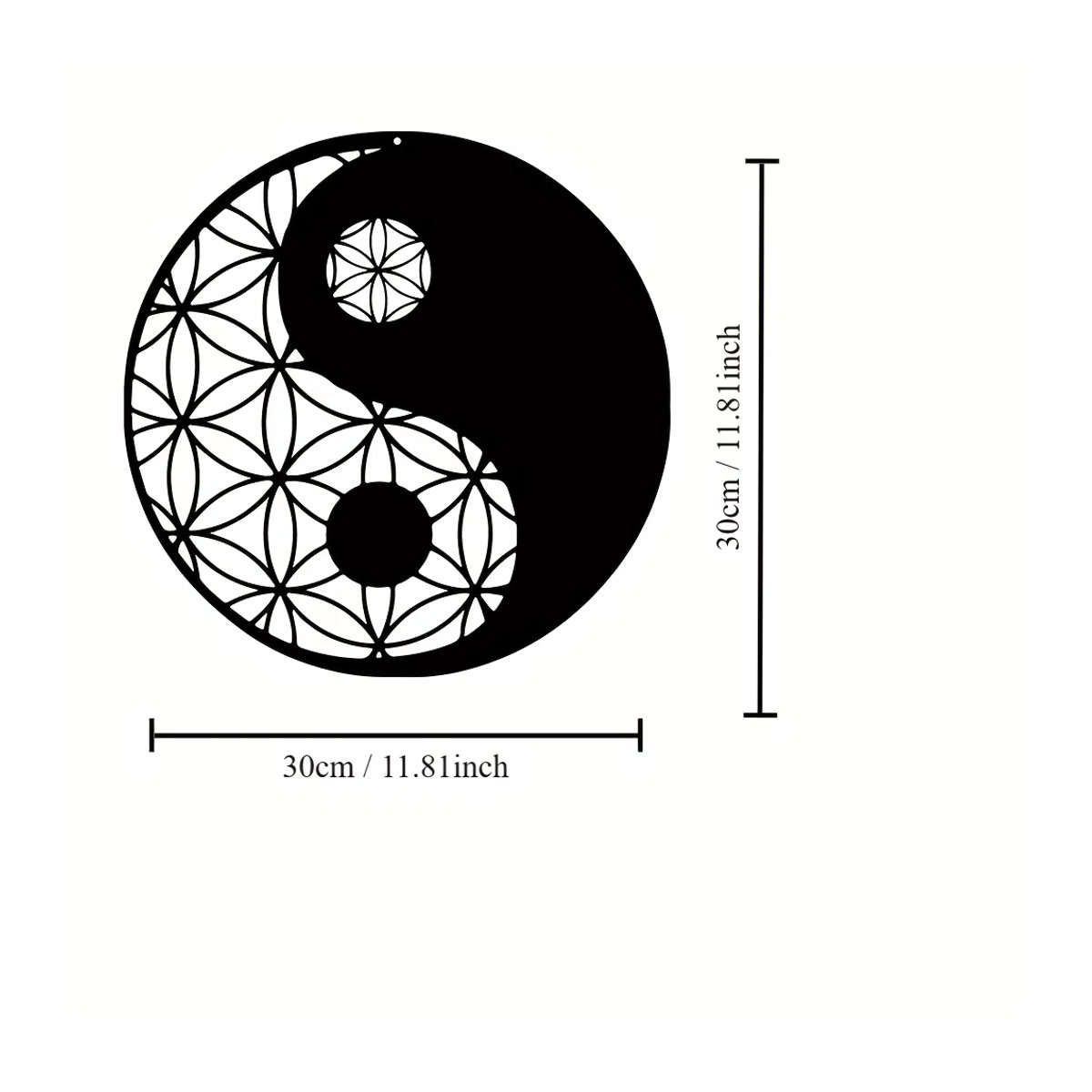 DDPNKL Yin-Yang Wanddekoration aus Metall in Schwarz, geometrische Zen-Wandkunst für eine minimalistische Ästhetik - Bild 2