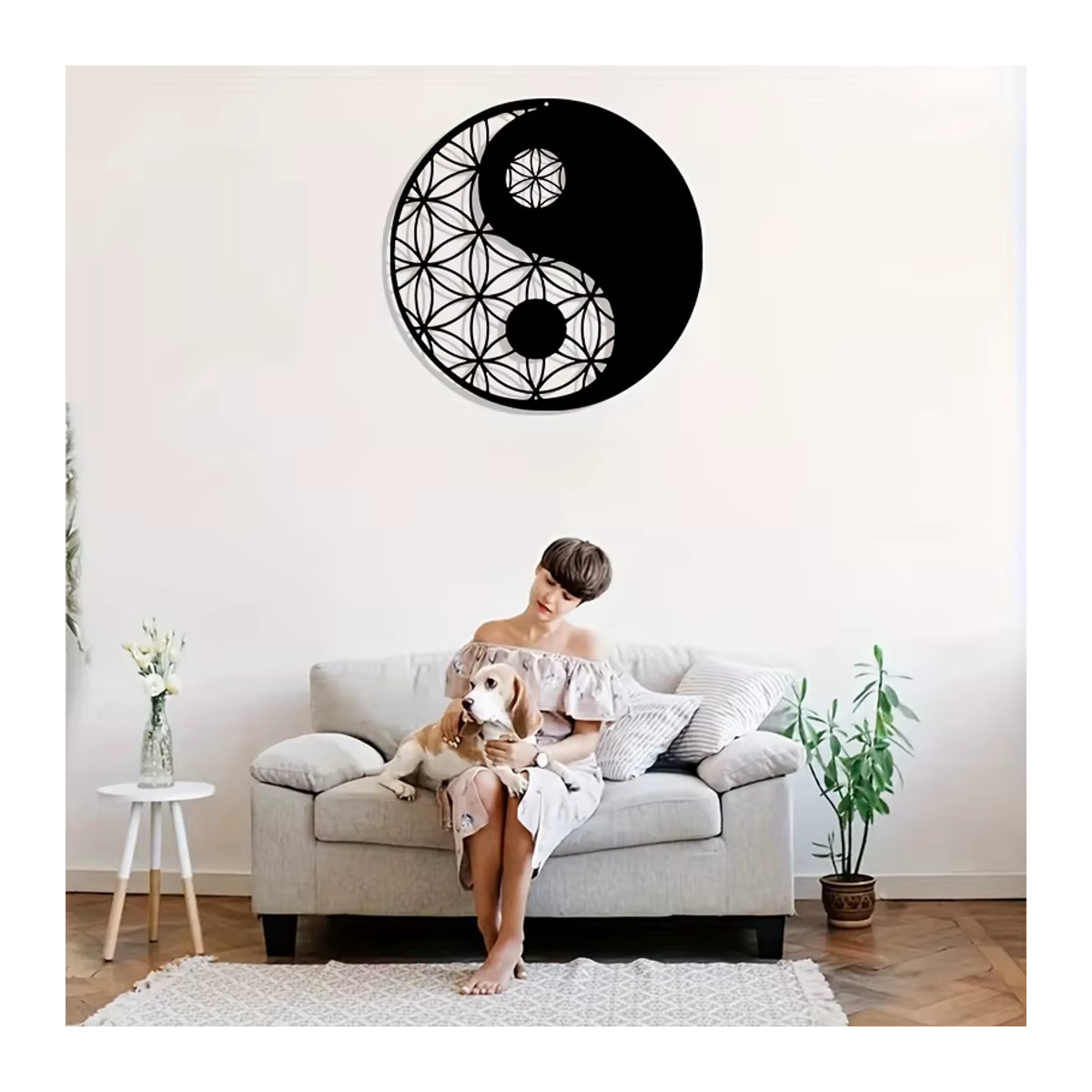 DDPNKL Yin-Yang Wanddekoration aus Metall in Schwarz, geometrische Zen-Wandkunst für eine minimalistische Ästhetik - Bild 5