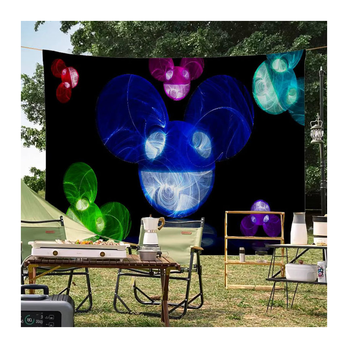 Deadmau5 DJ Hängeflagge mit abstraktem Muster in Mehrfarbig, rechteckiges Polyester-Banner, B: 70 cm, H: 50 cm - Bild 2