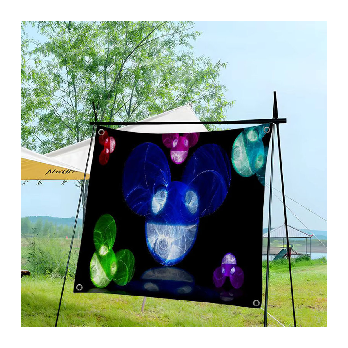 Deadmau5 DJ Hängeflagge mit abstraktem Muster in Mehrfarbig, rechteckiges Polyester-Banner, B: 70 cm, H: 50 cm - Bild 4