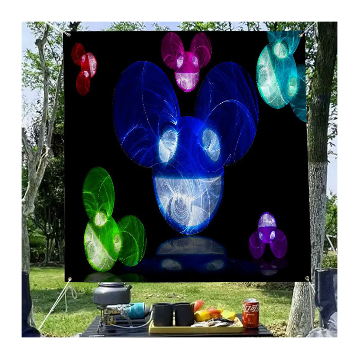 Deadmau5 DJ Hängeflagge mit abstraktem Muster in Mehrfarbig, rechteckiges Polyester-Banner, B: 70 cm, H: 50 cm - Bild 6