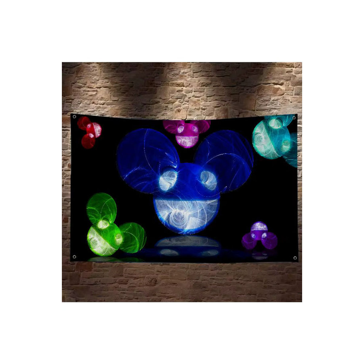 Deadmau5 DJ Hängeflagge mit abstraktem Muster in Mehrfarbig, rechteckiges Polyester-Banner, B: 70 cm, H: 50 cm - Bild 7