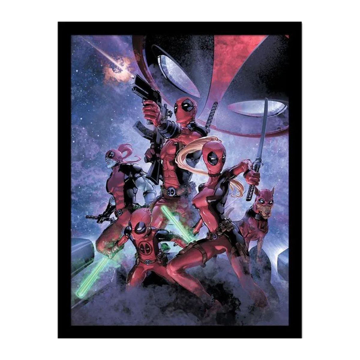 Deadpool Family gerahmtes Poster in Schwarz und Rot, B/H: 40 x 40 cm - Bild 1