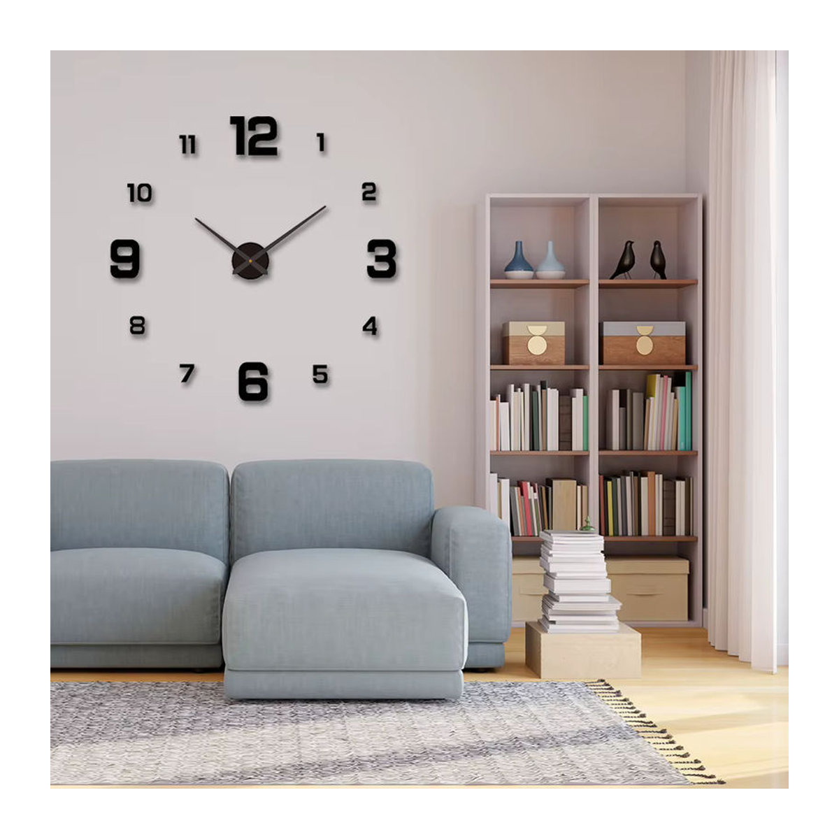 DECDEAL 3D-DIY-Wanduhr modern in Schwarz mit leuchtendem Zifferblatt und geräuschlosem Analog-Uhrwerk aus Kunststoff - Bild 4