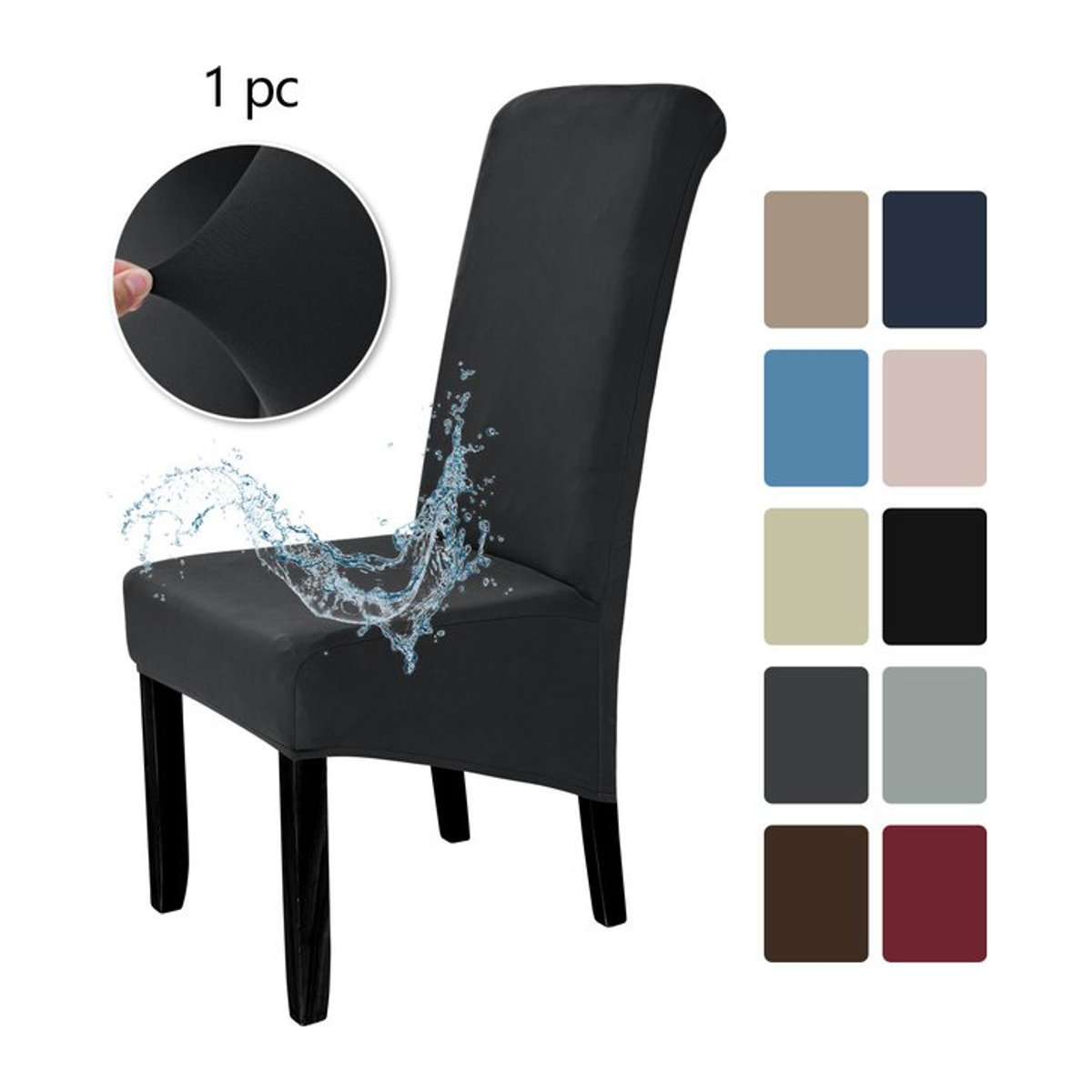 Decken für Esszimmerstühle mit hoher Rückenlehne, elastische Stuhlbezüge zum Schutz, Grau und Schwarz - Bild 1