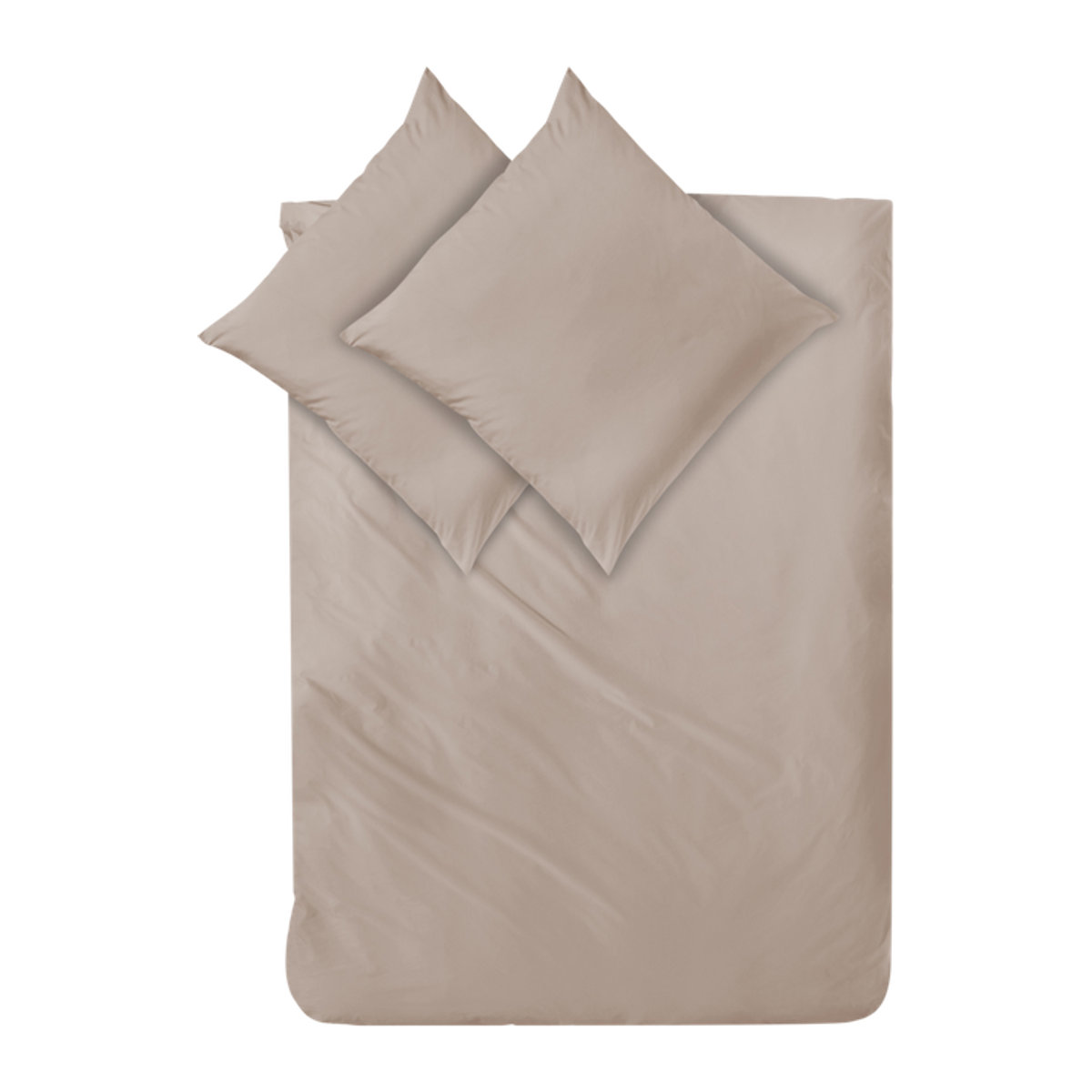Decoper Mako-Satin Bettwäsche-Set aus 100% Baumwolle in Beige mit Reißverschluss, B/L: 200 x 200 cm, B/L: 80 x 80 cm - Bild 1