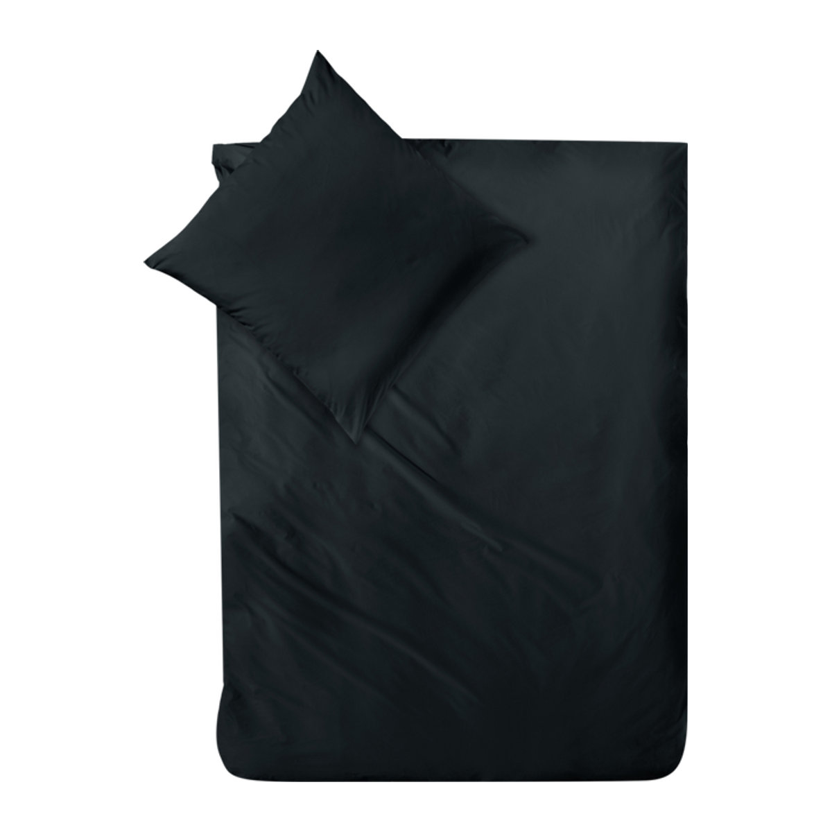 Decoper Mako-Satin Bettwäsche-Set aus 100% Baumwolle in Schwarz, Breite: 155 cm, Länge: 220 cm, Kissen: 80 x 80 cm - Bild 1