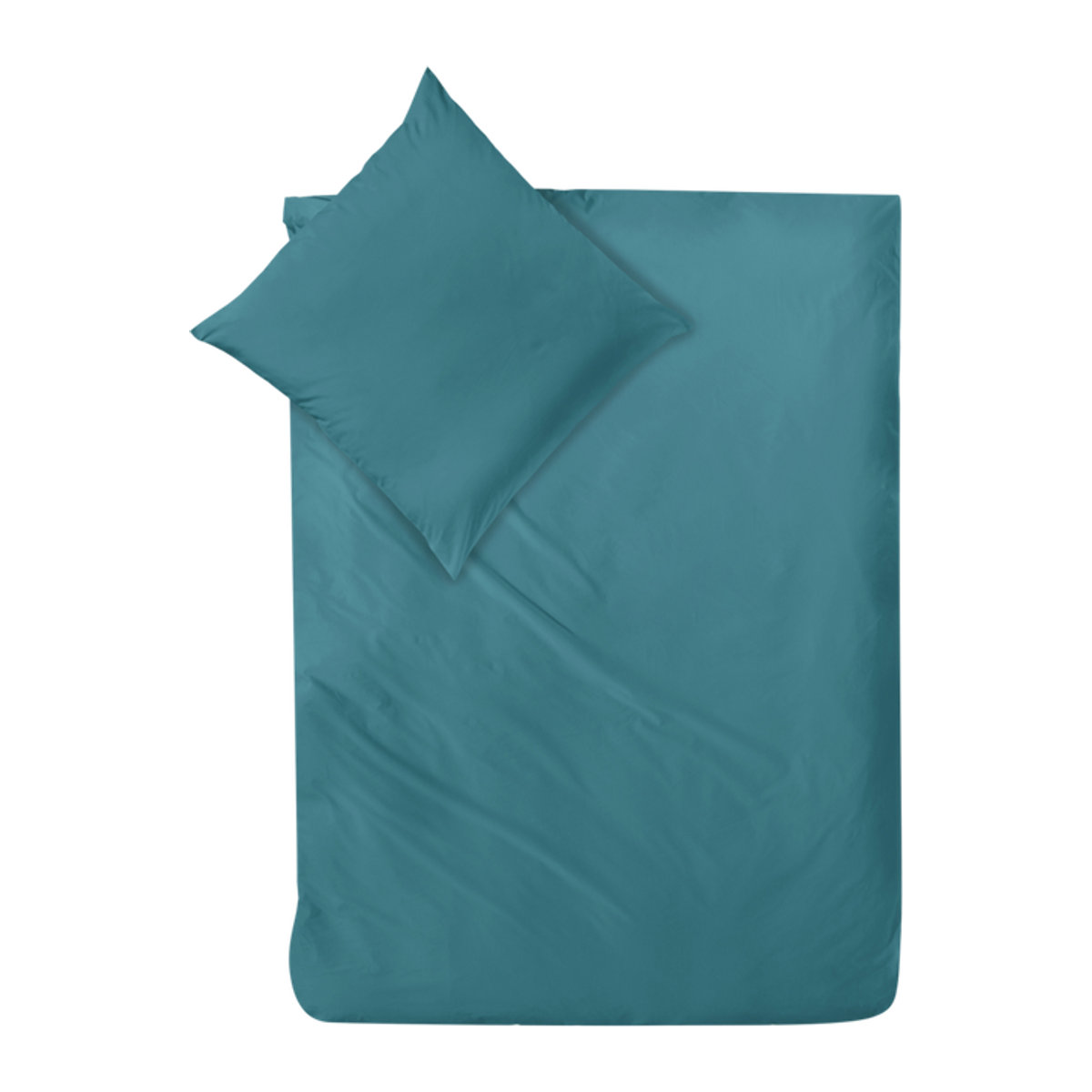 Decoper Mako-Satin Bettwäsche-Set aus 100% Baumwolle in Türkis mit Reißverschluss, Breite: 135 cm, Länge: 200 cm, Kissen: 80 x 80 cm - Bild 1