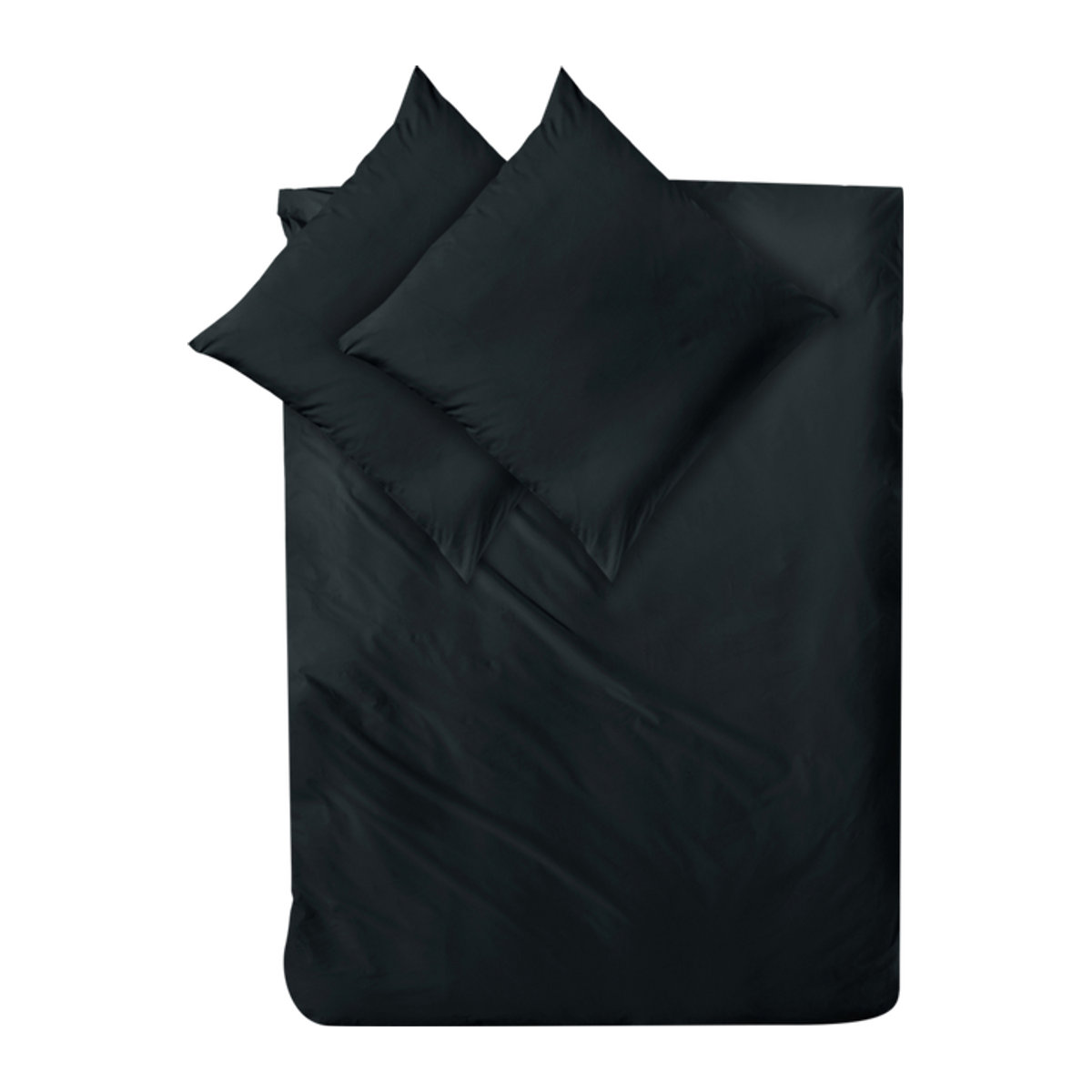 Decoper Mako-Satin Bettwäsche-Set aus 100% Baumwolle mit Reißverschluss, Schwarz, B: 200 cm, L: 200 cm, B: 80 cm, L: 80 cm - Bild 1