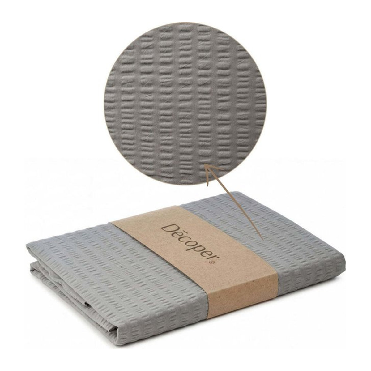Decoper Seersucker Bettwäsche Set grau B/L: 135 x 200 cm, B/L: 60 x 80 cm - Bild 1