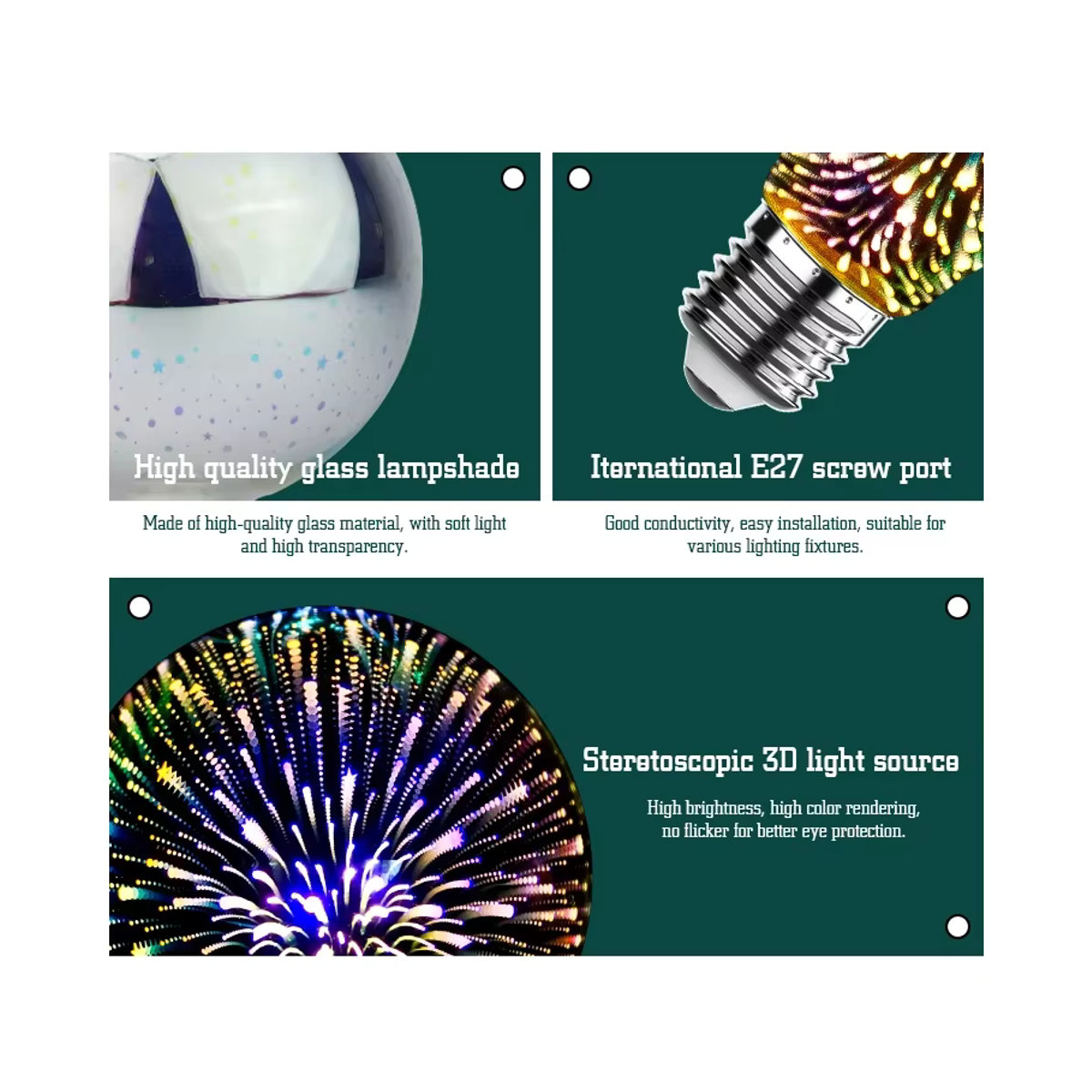 DEEMOPA LED 3D-Feuerwerk Edison-Glühbirne Retro Glas Lampe E27 Bunt - Bild 3