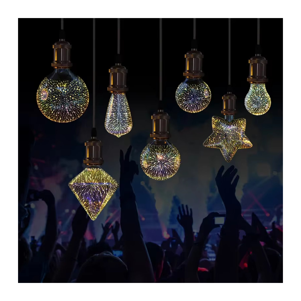 DEEMOPA LED 3D-Feuerwerk Edison-Glühbirne Retro Glas Lampe E27 Bunt - Bild 4
