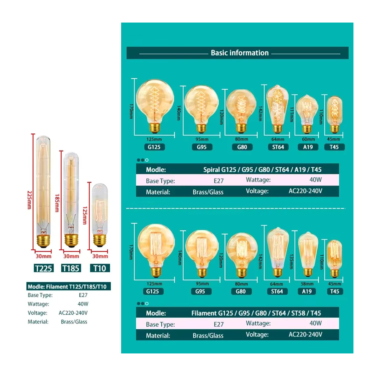 DEEMOPA Retro Edison LED Glühbirne E27 40W Gelb Glas Industrial Vintage Design - Bild 2