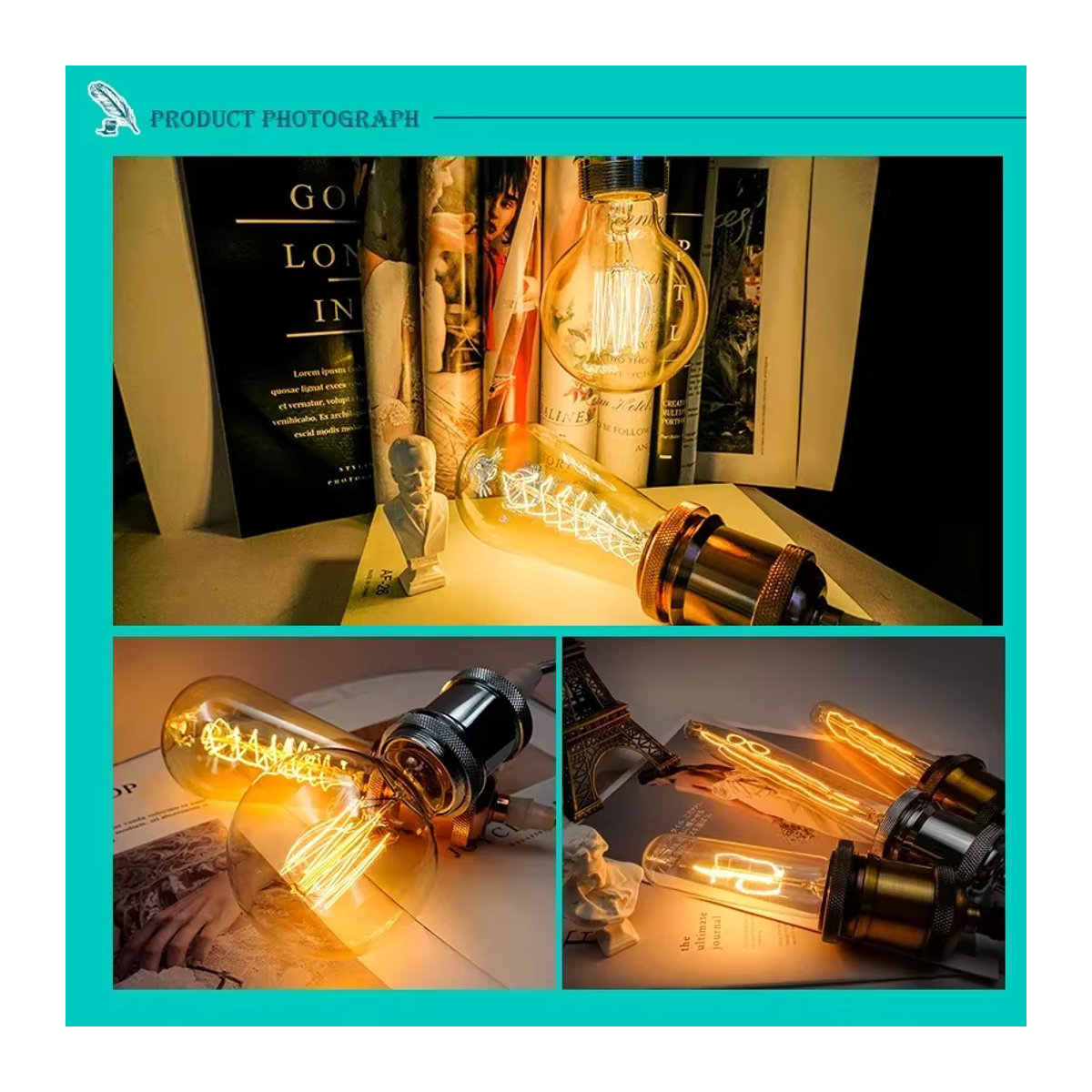 DEEMOPA Retro Edison LED Glühbirne E27 40W Gelb Glas Industrial Vintage Design - Bild 3