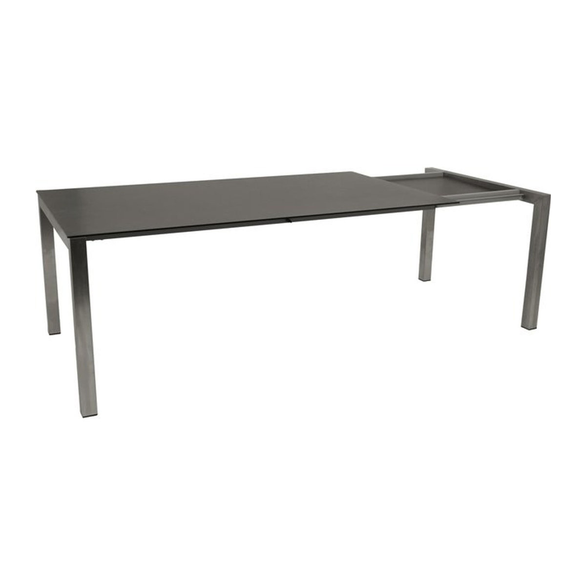 DEGAMO Ausziehtisch SYDNEY rechteckig, Edelstahl gebürstet und Glas in 3D Keramikoptik Anthrazit, B/T/H: 240 x 100 x 74 cm - Bild 1