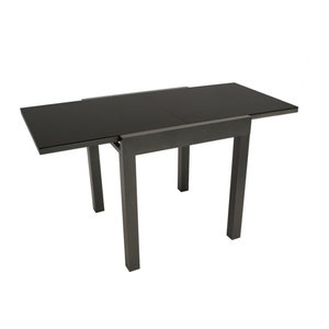 DEGAMO Balkon-Ausziehtisch ELBA Modern aus Aluminium in Anthrazit mit schwarzer Glasplatte, B/T: 70 x 70 cm bis 140 x 70 cm