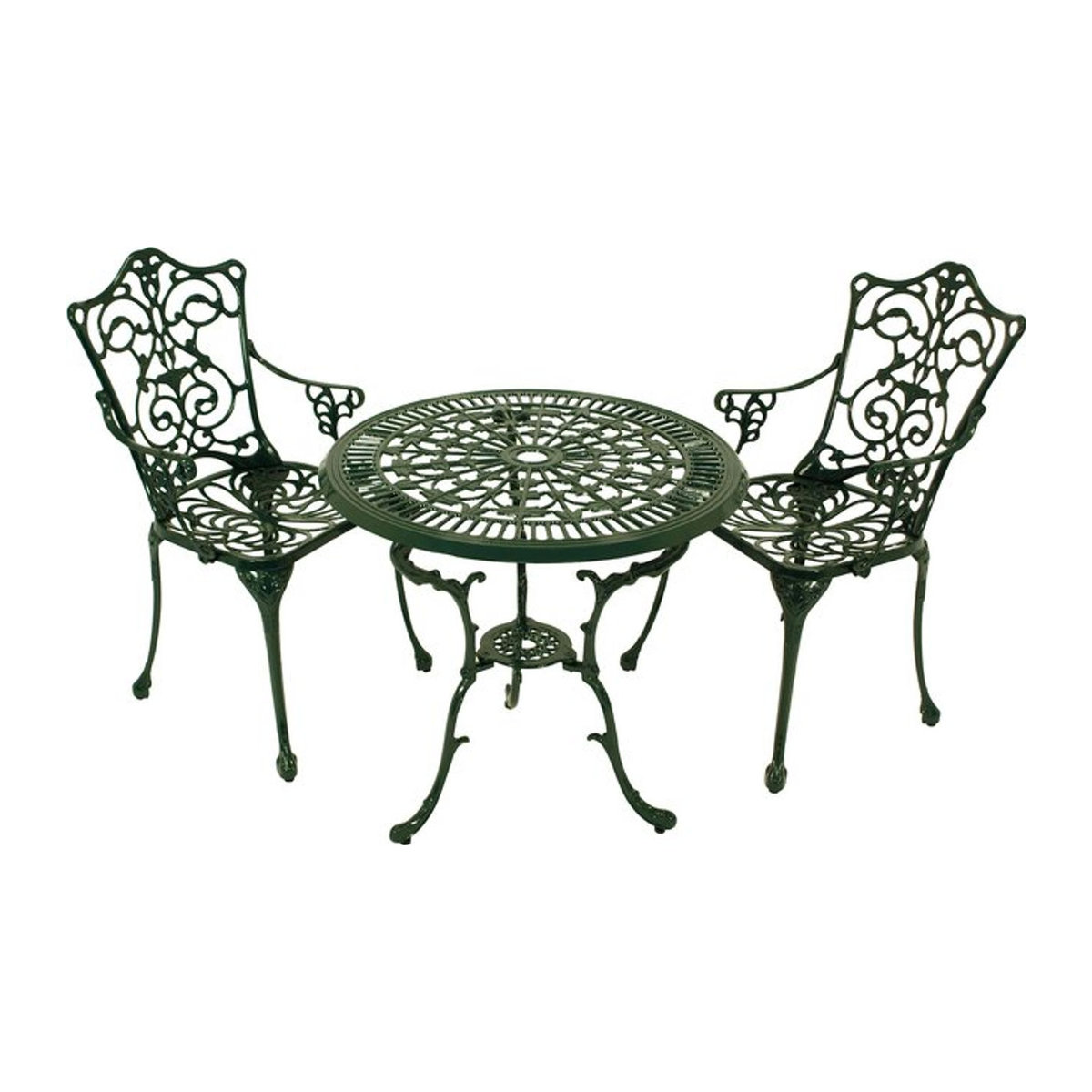 DEGAMO Bistroset LUGANO 3-teilig Gartenmöbel-Set aus Aluguss in Grün - Bild 1