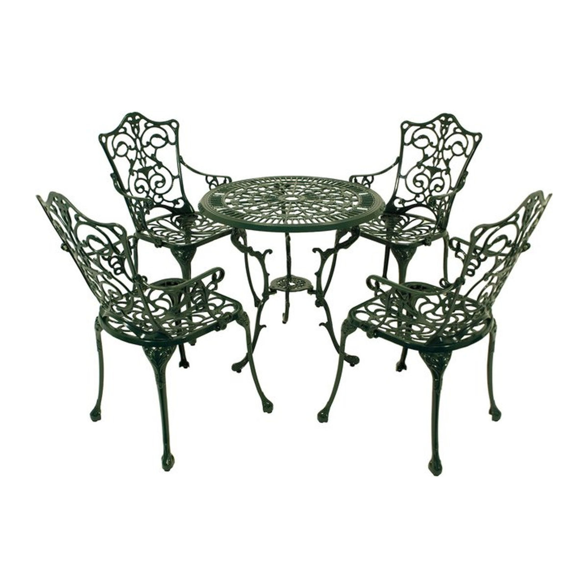 DEGAMO Bistroset LUGANO 5-teiliges Gartenmöbel-Set aus Aluguss in Grün im klassischen Design - Bild 1