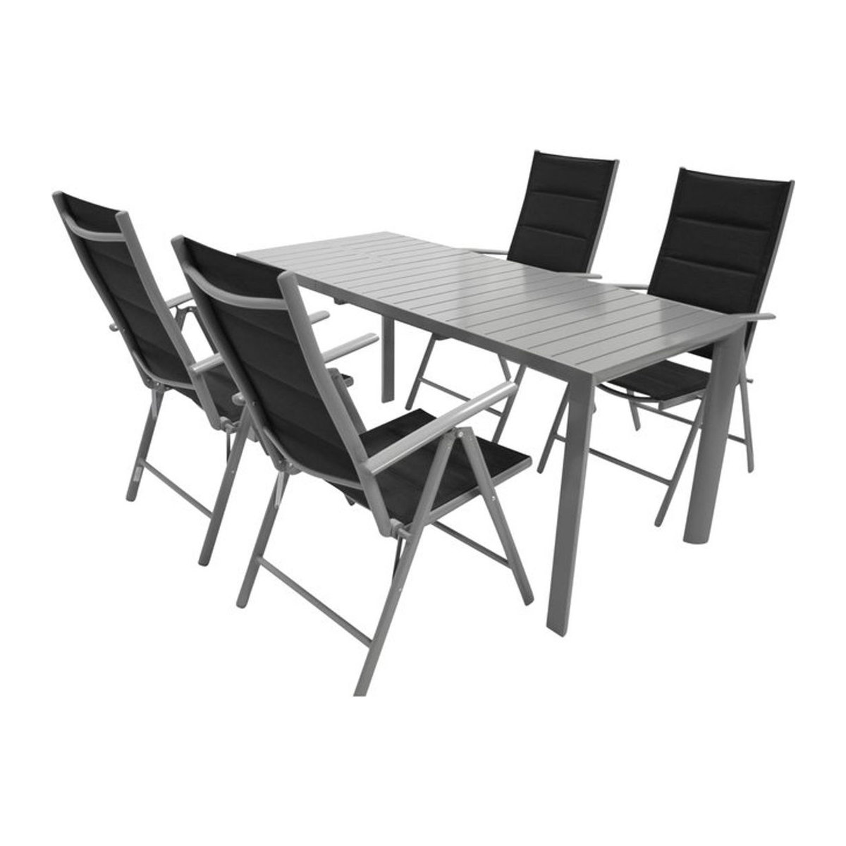DEGAMO Essgruppe BAGO 5-teilig in Grau und Schwarz mit Aluminium und Stoff - Bild 1
