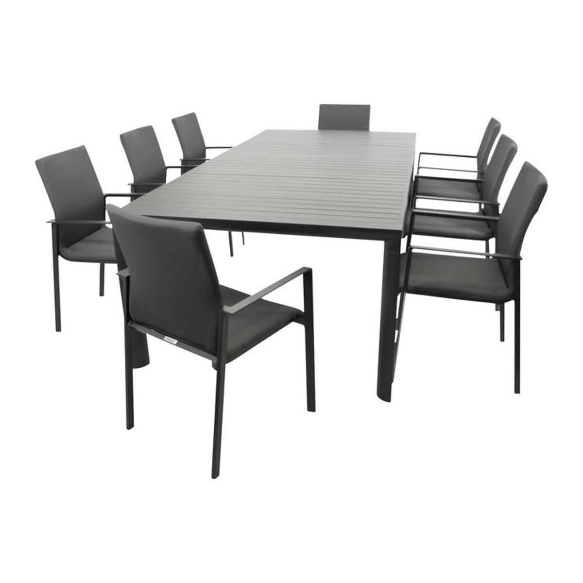 DEGAMO Essgruppe LAGOS XL 9-teilig aus Aluminium und Kunstgewebe in Anthrazit Grau - Bild 1