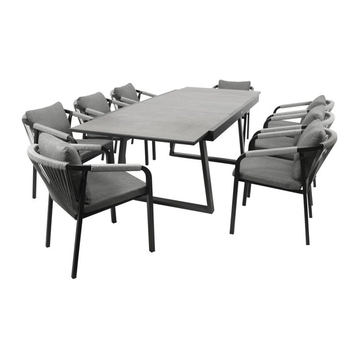 DEGAMO Essgruppe REIMS 9-teilig in Grau aus Aluminium, Glas und Rope im modernen Design - Bild 1