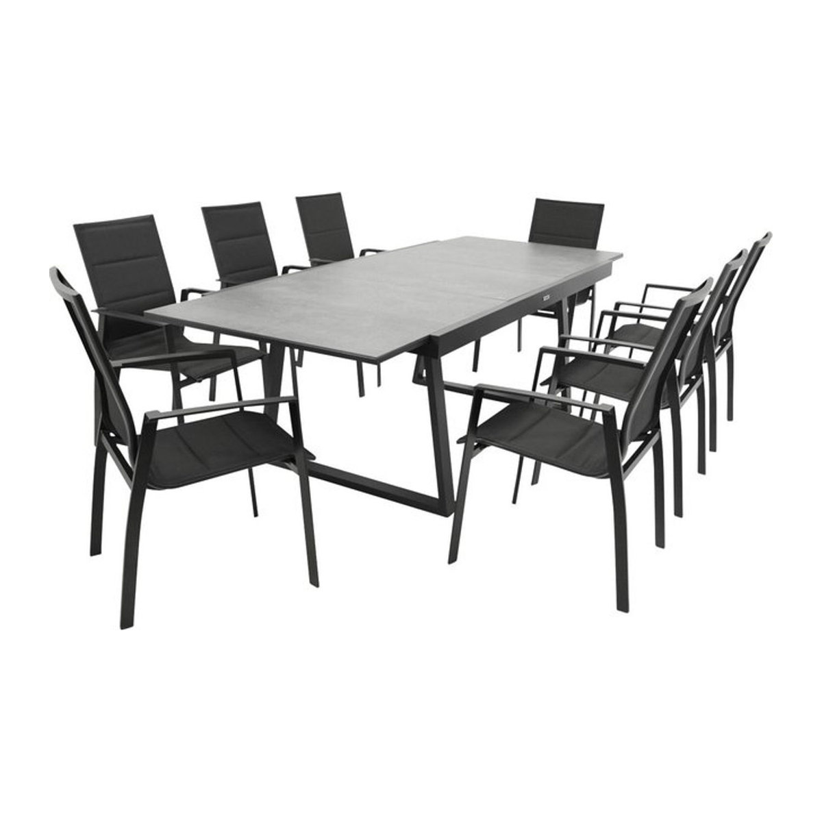 DEGAMO Essgruppe REIMS 9-teilig in Schwarz aus Aluminium, Glas und Stoff - Bild 1