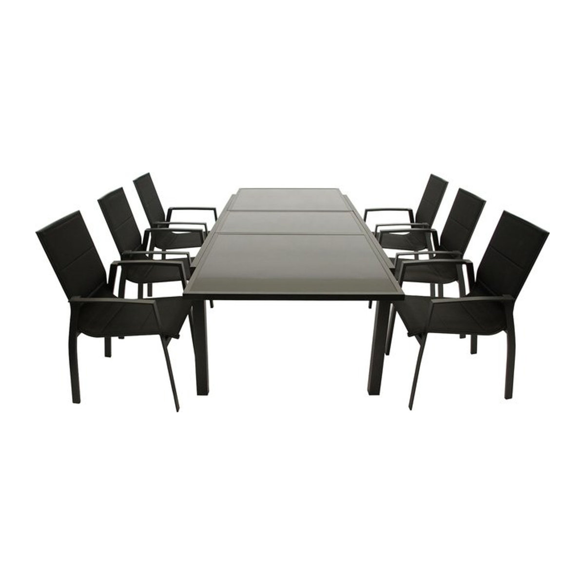 DEGAMO Essgruppe TORINO 7-teiliges Gartenmöbel-Set aus Aluminium, Glas und Stoff in Anthrazit und Schwarz - Bild 1