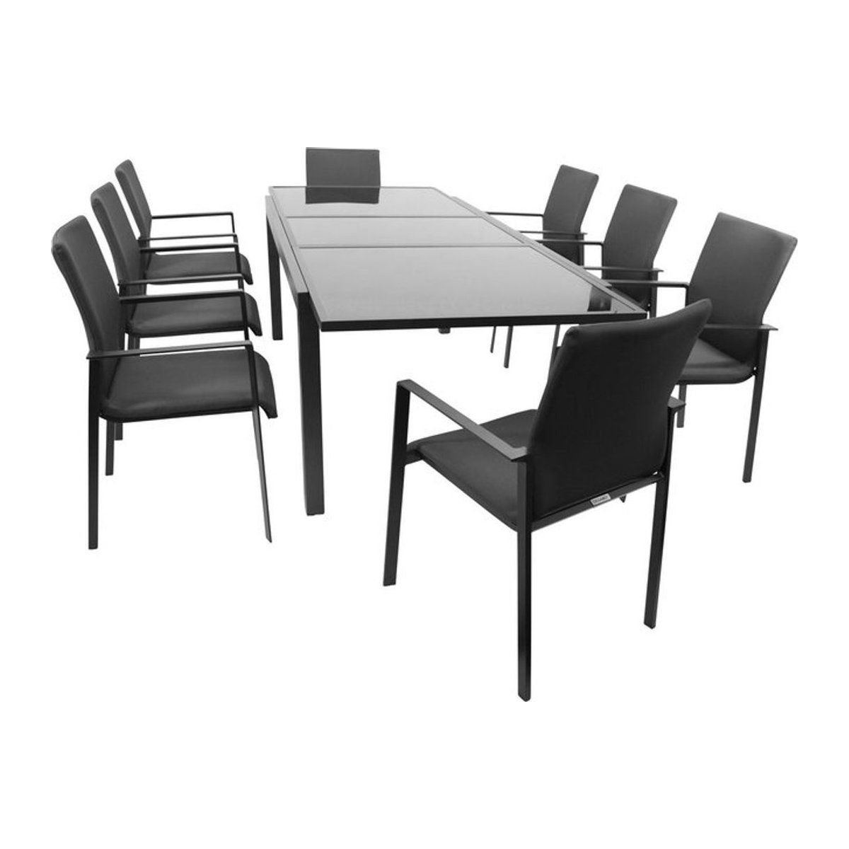 DEGAMO Essgruppe TORINO 9-teilig in Grau und Schwarz mit Glas und Stoff, modern und rechteckig - Bild 1