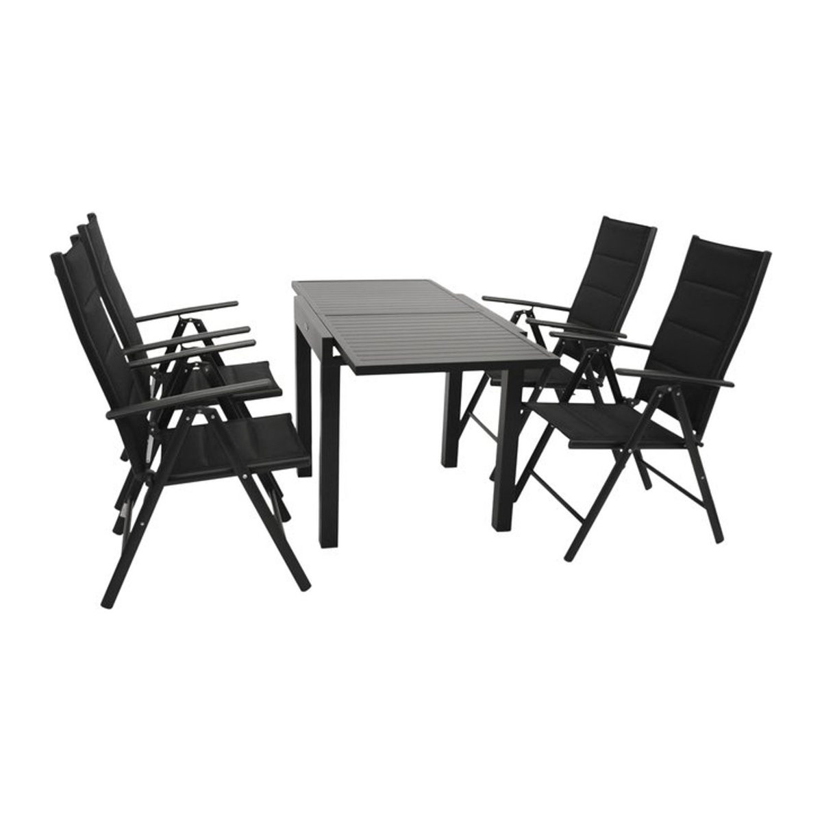 DEGAMO Gartenmöbel-Set ALCUDIA 5-teilig aus Aluminium in Anthrazit mit schwarzem Kunstgewebe - Bild 1