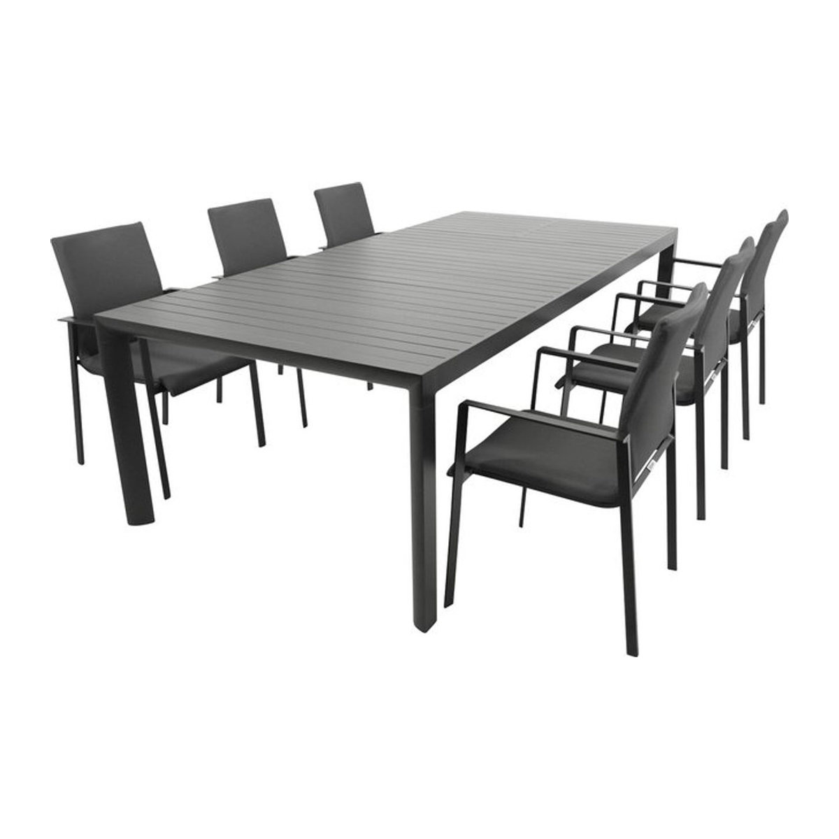 DEGAMO Gartenmöbel-Set LAGOS XL 7-teilig aus Aluminium und Kunstgewebe in Anthrazit und Grau - Bild 1