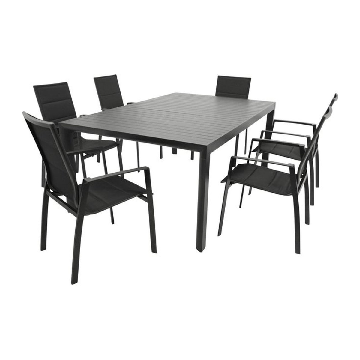 DEGAMO Gartenmöbel-Set LAGOS XL 7-teilige Essgruppe aus Aluminium und Kunstgewebe in Schwarz - Bild 1