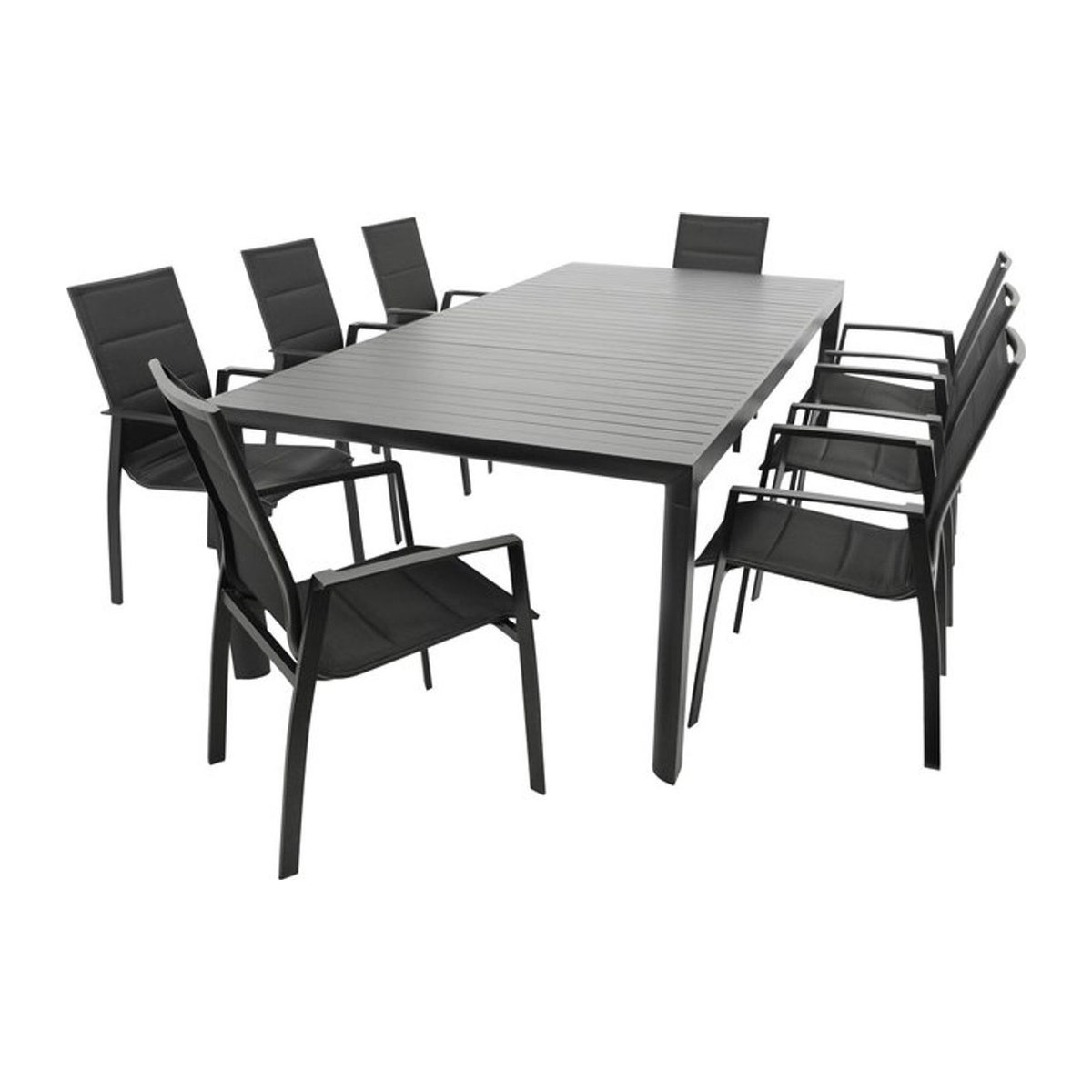 DEGAMO Gartenmöbel-Set LAGOS XL 9-teilige Essgruppe aus Aluminium und Stoff in Schwarz - Bild 1