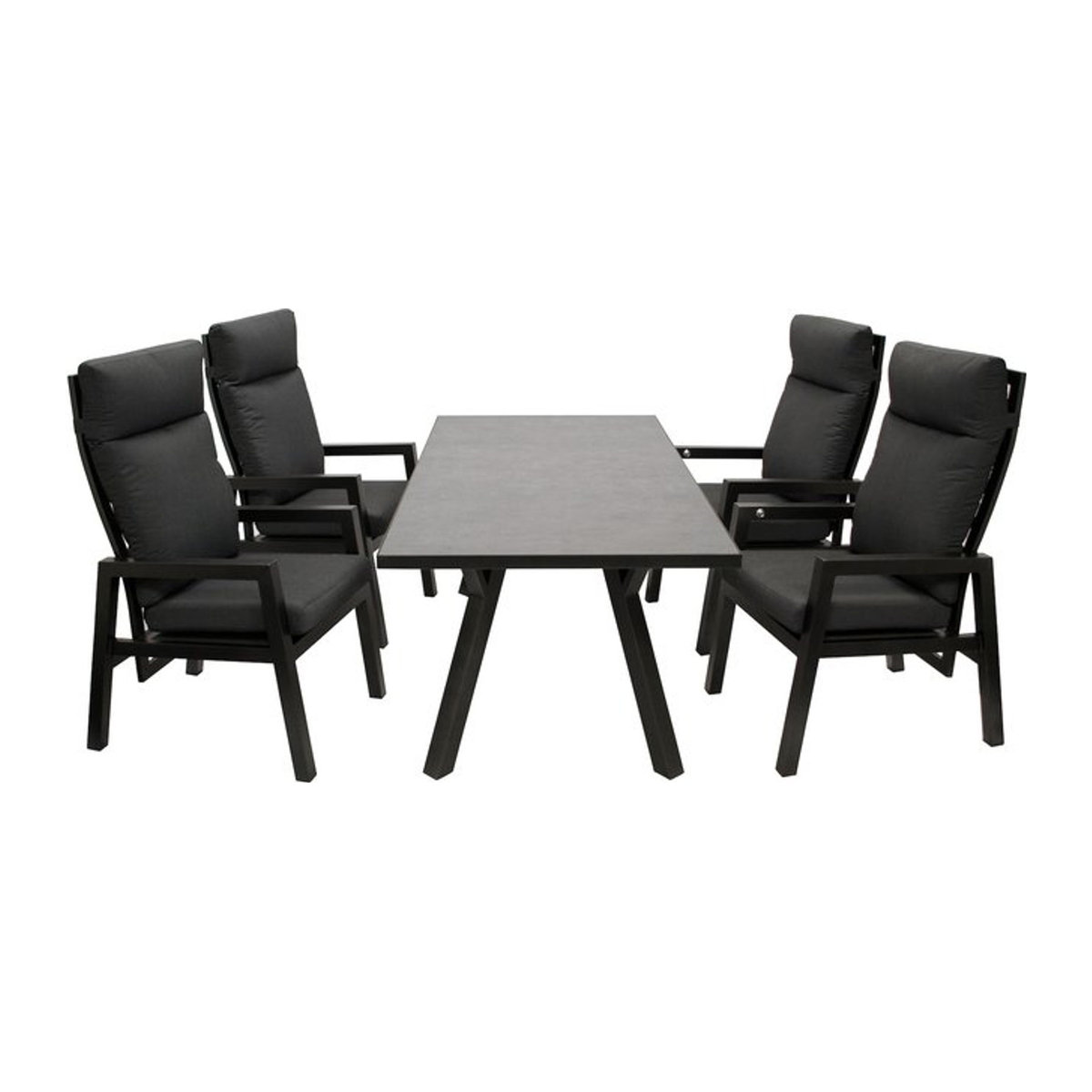 DEGAMO Gartenmöbel-Set Manciano 5-teilige Essgruppe aus Aluminium und Glas in Anthrazit und Grau - Bild 1