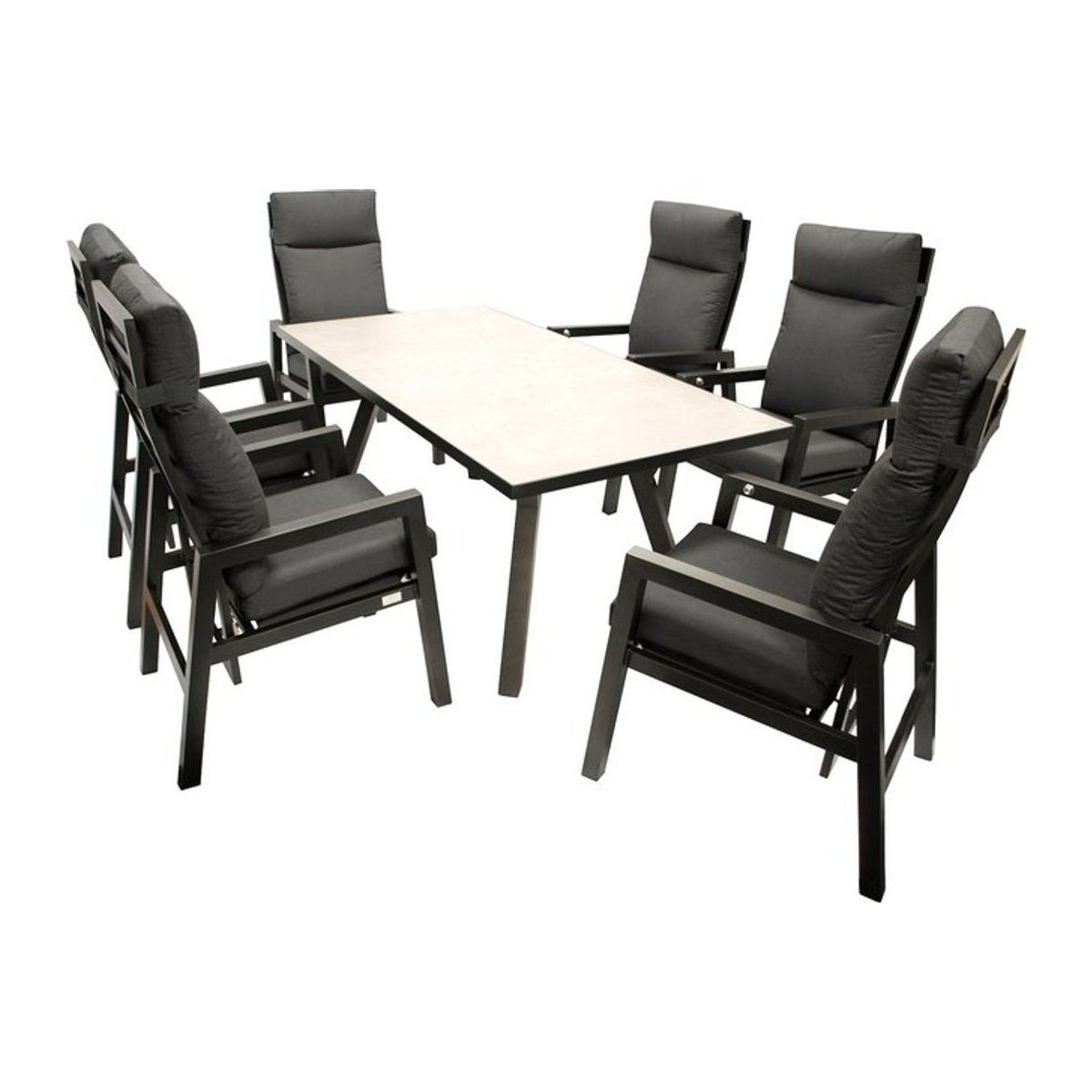 DEGAMO Gartenmöbel-Set MANCIANO 7-teilig in Anthrazit und Grau aus Aluminium und Glas im modernen Design - Bild 1