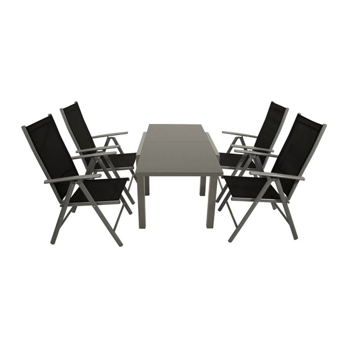 DEGAMO Gartenmöbel-Set MARINA 5-teilig aus Aluminium und Glas in Silber und Schwarz - Bild 1
