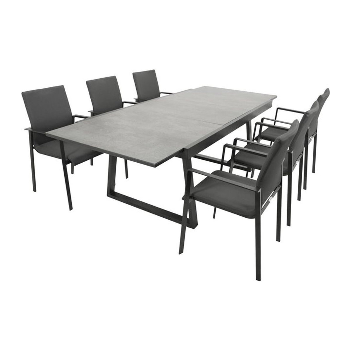 DEGAMO Gartenmöbel-Set REIMS 7-teilige Essgruppe aus Aluminium, Glas und Stoff in Anthrazit/Grau - Bild 1