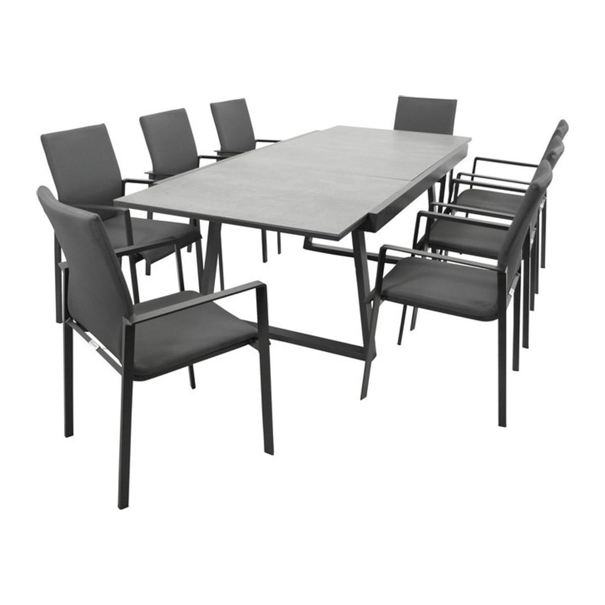 DEGAMO Gartenmöbel-Set REIMS 9-teilige Essgruppe aus Aluminium, Glas und Stoff in Anthrazit und Grau - Bild 1