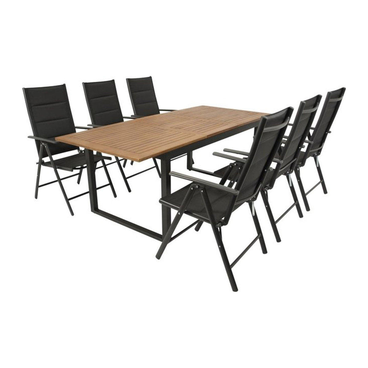 DEGAMO Gartenmöbel-Set RIVELLO 7-teilig in Schwarz aus Aluminium, Akazie und Kunstgewebe - Bild 1