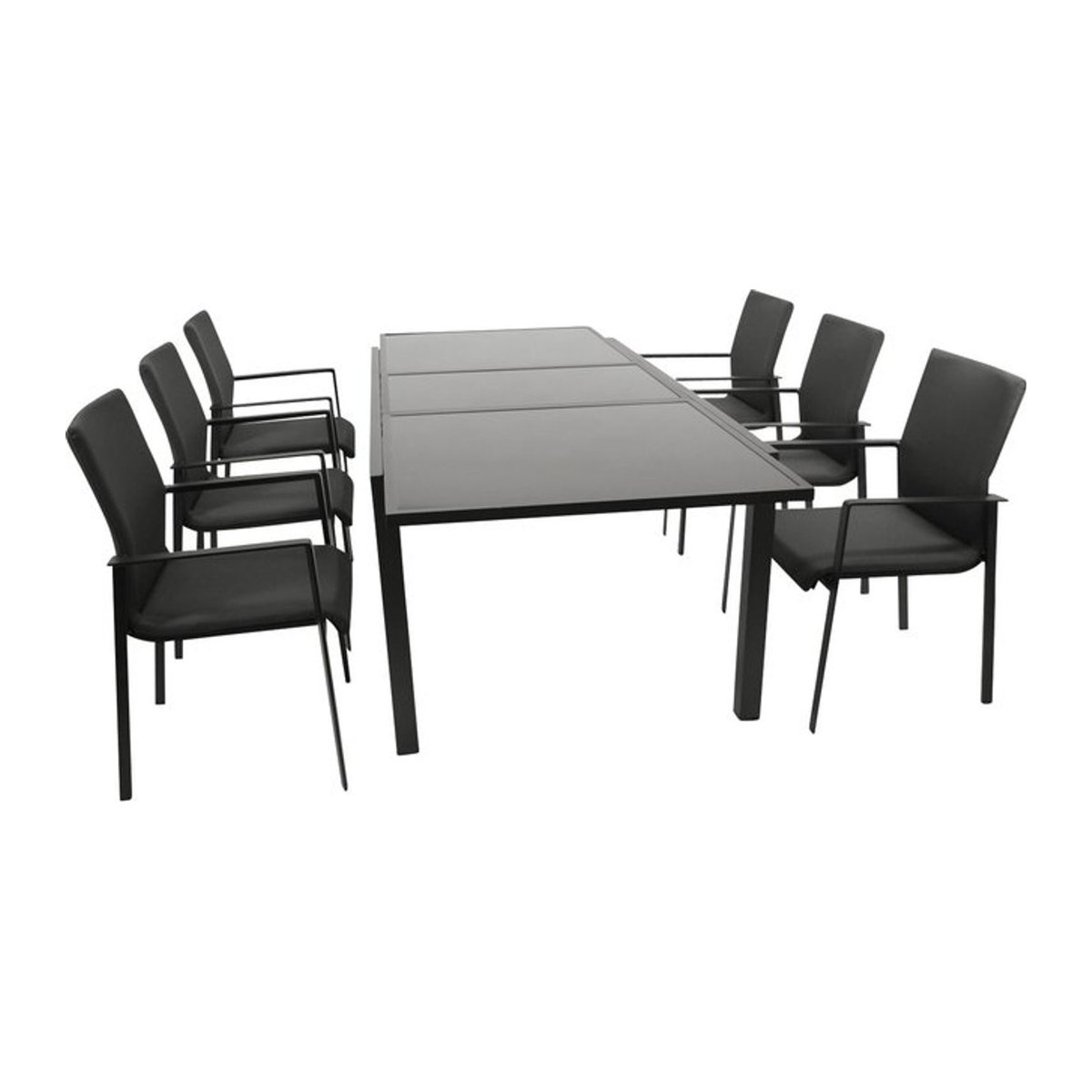DEGAMO Gartenmöbel-Set TORINO 7-teilige Essgruppe aus Aluminium und Glas in Grau, Modern und Rechteckig - Bild 1