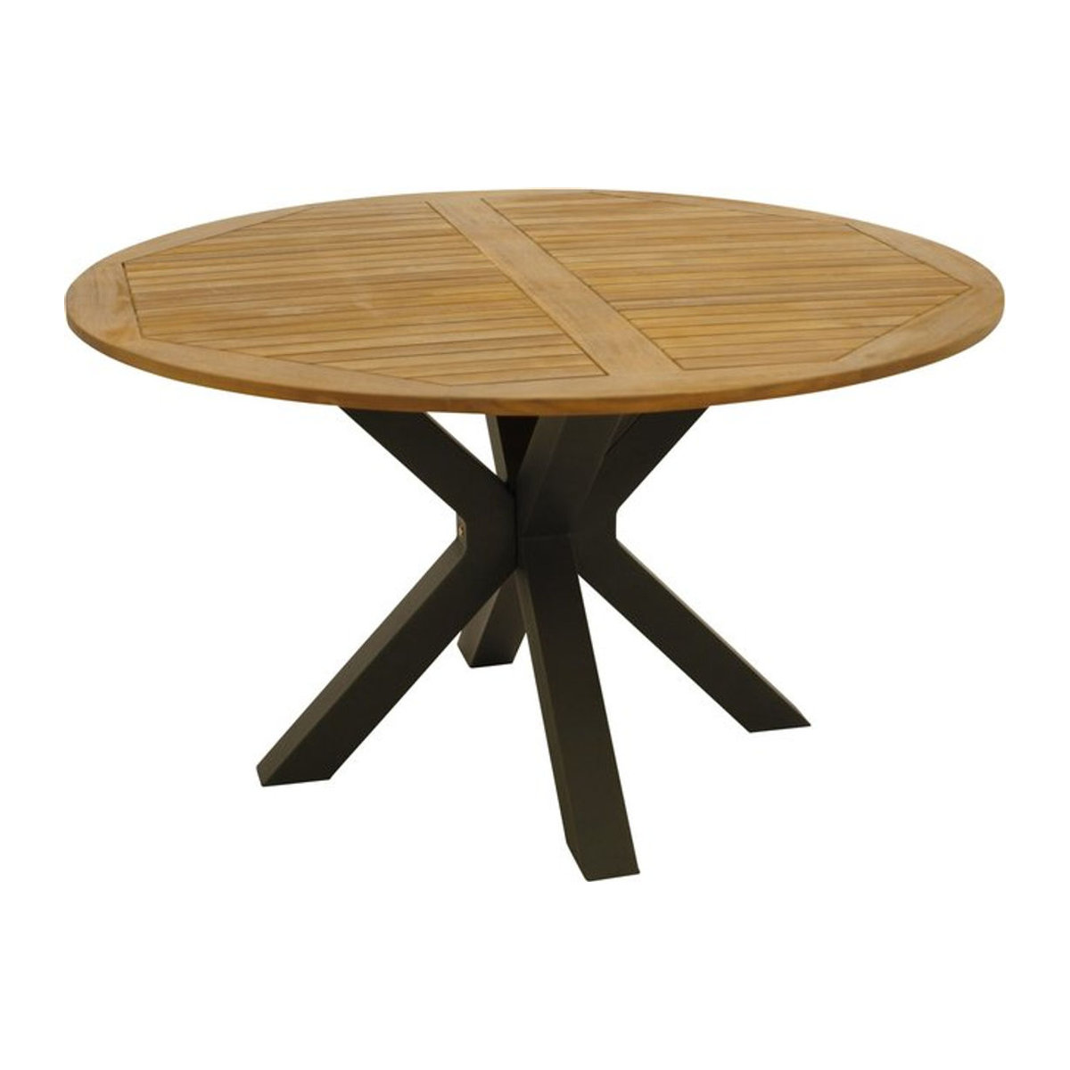 DEGAMO Gartentisch MADEIRA Rund, Durchmesser: 130 cm, Metall Anthrazit und Akazie Braun, Industrial Design - Bild 1
