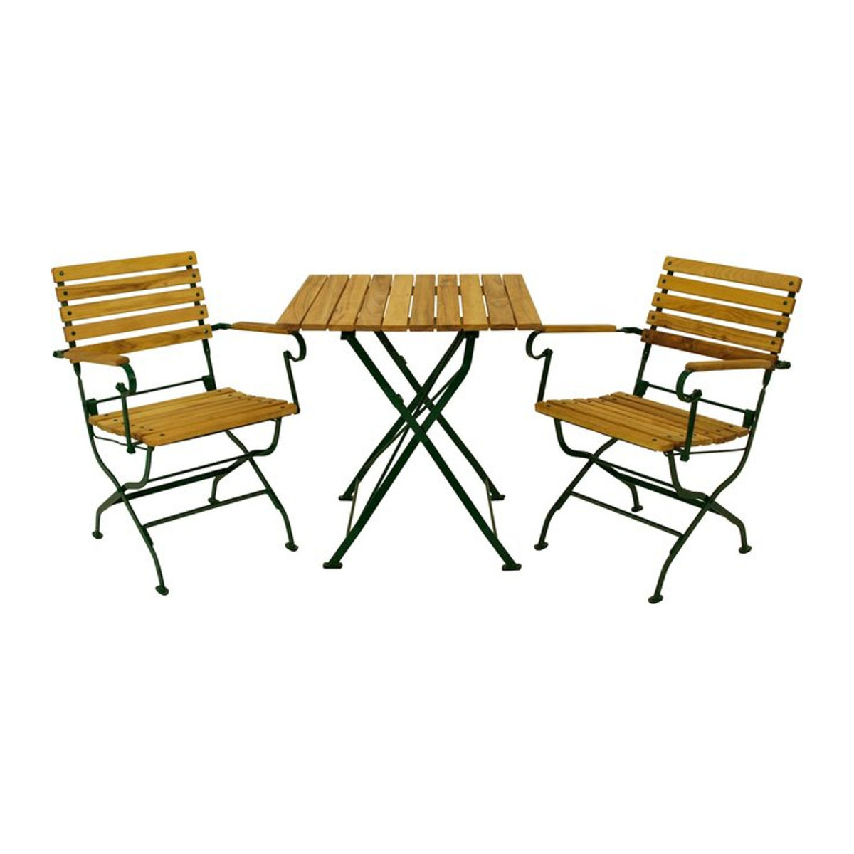 DEGAMO Klappgarnitur PASSAU 3-teilige Essgruppe aus grünem Flachstahl und Robinien-Massivholz im Industrial-Design - Bild 1