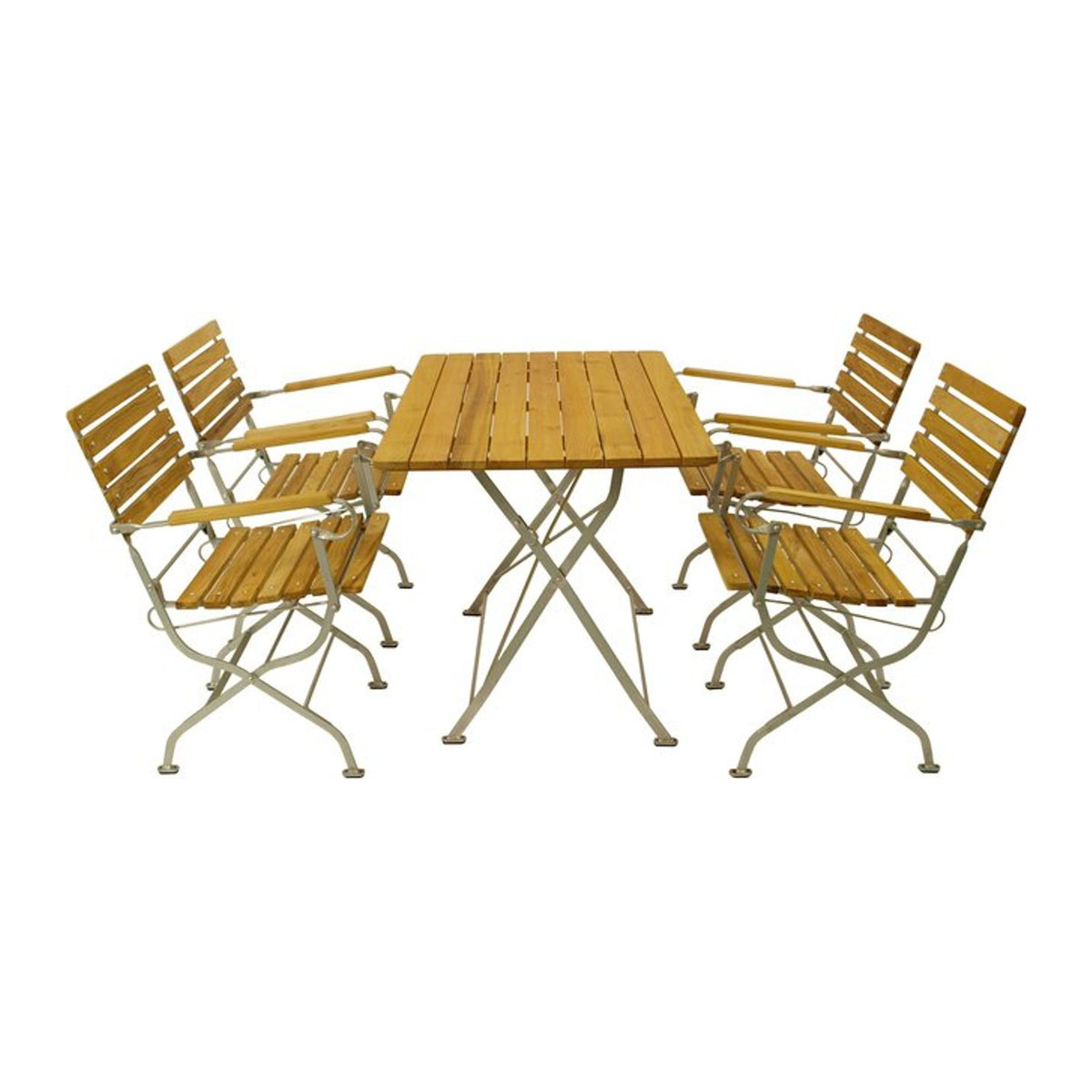 DEGAMO Klappgarnitur PASSAU 5-teilig aus verzinktem Flachstahl und Robinie Holz in Braun und Natur im Industrial Design - Bild 1